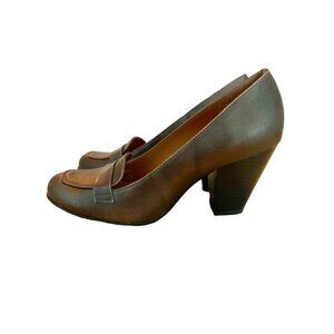Euro Soft By Sofft Randi Bronze‎ Metallic Leather Pumps with Stacked Chunky Heel